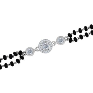 Black Beaded Mangalsutra Bracelet with Crystal Embellishments