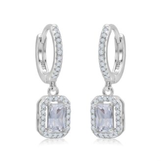 Royal Frame 925 Silver Rectangle Drop Earrings