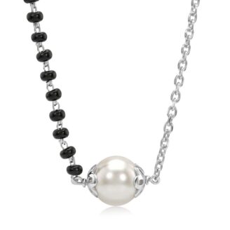 Black Onyx and Pearl Silver Necklace