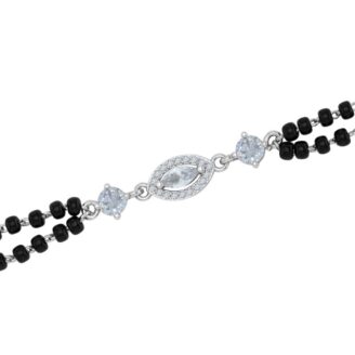 Elegant Black Beaded Mangalsutra Bracelet with Crystal Accents