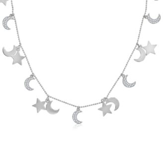 Celestial Moon and Star Charm Necklace