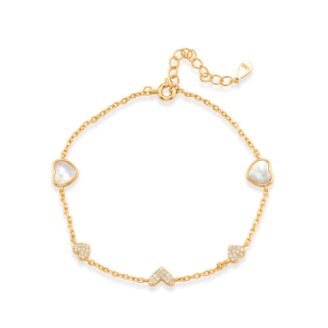 Pearl Heart Charm 925 Silver Bracelet