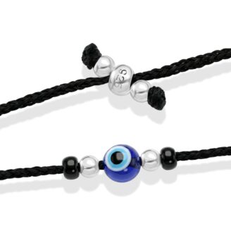 Blue Evil Eye Protection Bracelet with Adjustable Black Cord