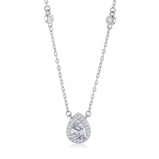 Elegant Teardrop Diamond Pendant Necklace with Halo Design