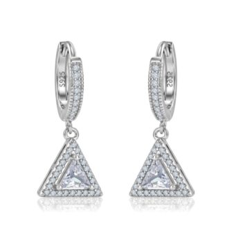 Geometric Spark 925 Silver Triangle Drop Earrings
